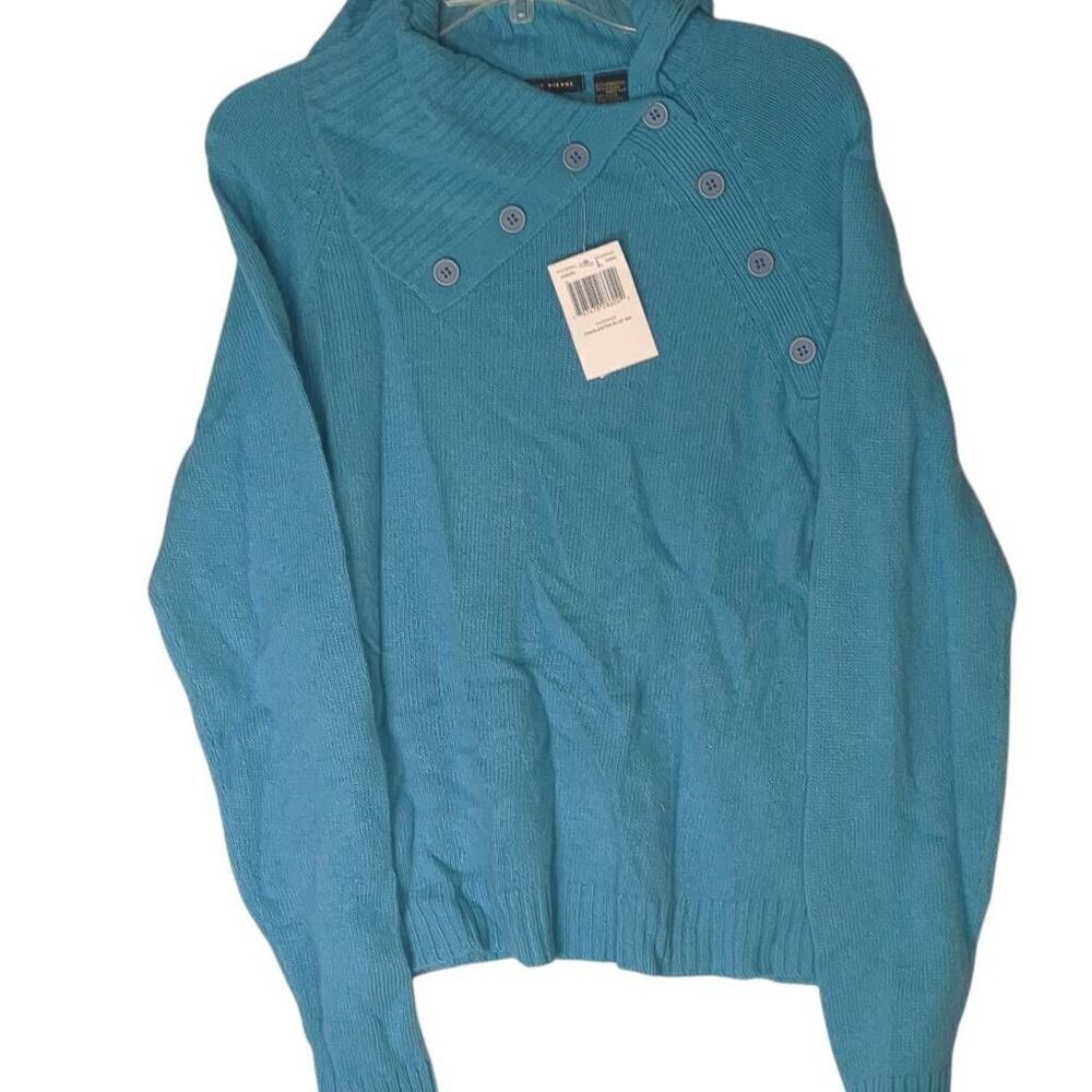 Vintage Deadstock Jeanne Pierre Lambswool Angora Blend Turquoise Aqua Button Cow